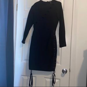 Women Black Bodycon Long Sleeve Dress
